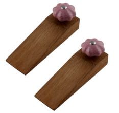 2 Pieces Lavender Crackle Ceramic Melon Wooden Door Stopper